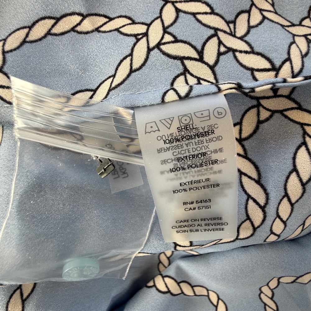 Karl Lagerfeld Paris Womens Blue Nautical Rope Print Button Down Blouse Large - Picture 8 of 8